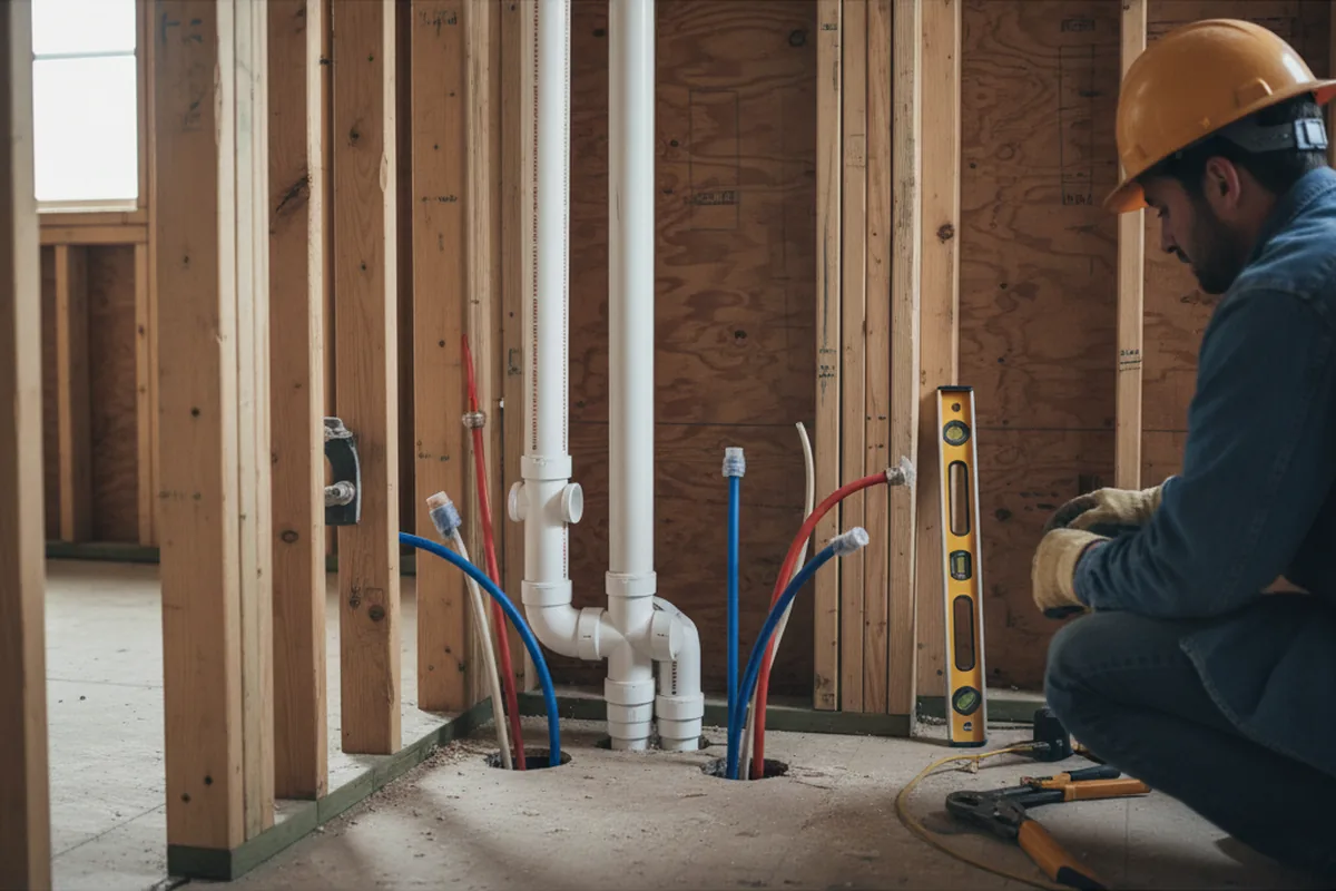 Drain and supply rough-in during Drain Cleaning in Saint John